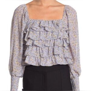 Women’s — Tops — ASTR — Blue Ditsy Floral Top — Color, Light Blue — Size, Large